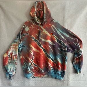 Aviation Nation Multicolor Hand Tie-Dyed Hoodie Sweater Size S Unisex